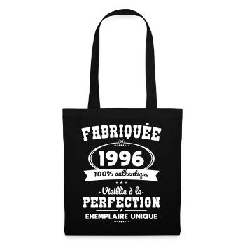 Hergestellt 1996 – Perfekt gereift - Stoffbeutel - Schwarz - Vorne