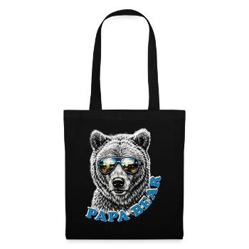 Papa Bear – Retro Vatertag Geschenkidee - Stoffbeutel - Schwarz - Vorne