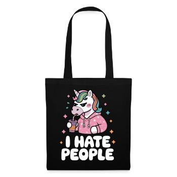 Sweat à capuche licorne sinistre Détester les gens Détester les gens - Sac en tissu - noir - Devant