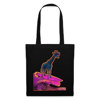 Surfer Giraffe - Stoffbeutel - Schwarz - Vorne
