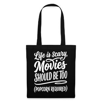 Life is Scary Horror Movies Popcorn - Stoffbeutel - Schwarz - Vorne