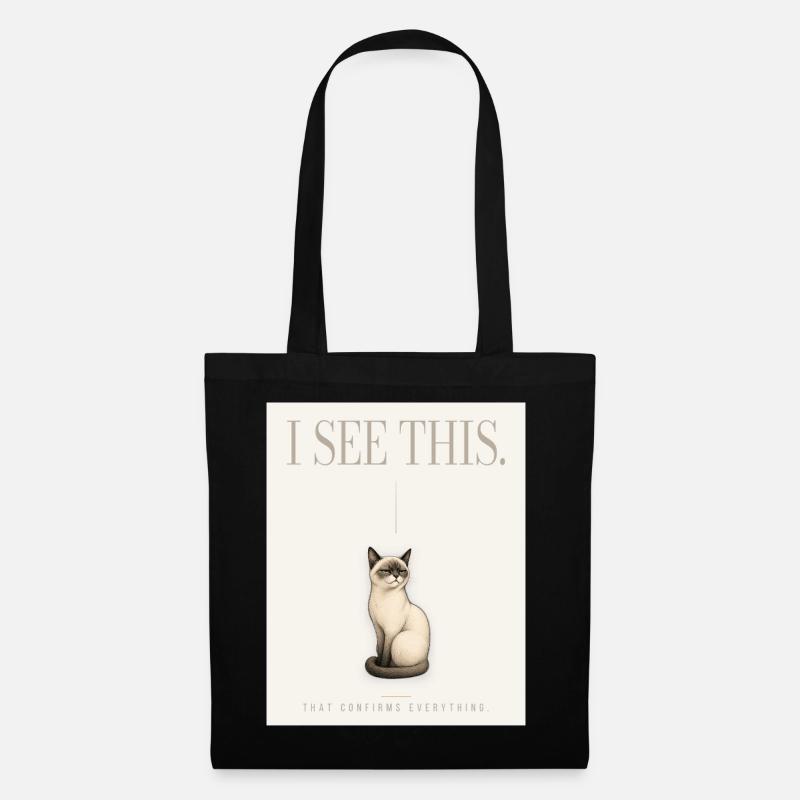 I SEE THIS. Noble Cat Introvert Meme Design - Tote Bag - black