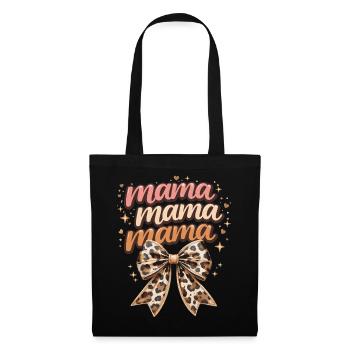 Mama Leopard Bow Retro Chic | Mama-Geschenk - Stoffbeutel - Schwarz - Vorne