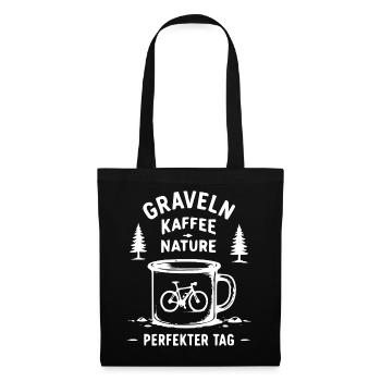 Gravel Kaffee Natur Fahrrad-Tasse - Stoffbeutel - Schwarz - Vorne