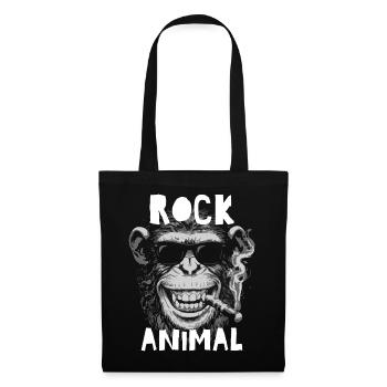 Schimpanse-Rocker mit Sonnenbrille - Stoffbeutel - Schwarz - Vorne
