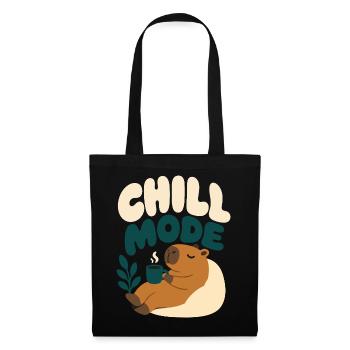 Chill Mode – Entspanntes Capybara mit heißem Geträ - Stoffbeutel - Schwarz - Vorne