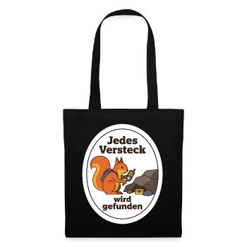 Geocaching Eichhörnchen Cache Schatz Geschenk - Stoffbeutel - Schwarz - Vorne