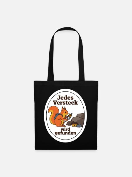Geocaching Eichhörnchen Cache Schatz Geschenk - Stoffbeutel - Schwarz