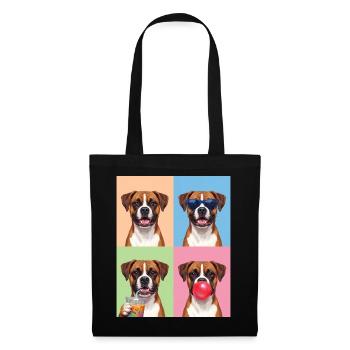 Hunde Boxer Hund - Stoffbeutel - Schwarz - Vorne