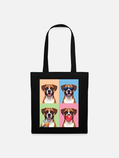 Hunde Boxer Hund - Stoffbeutel - Schwarz