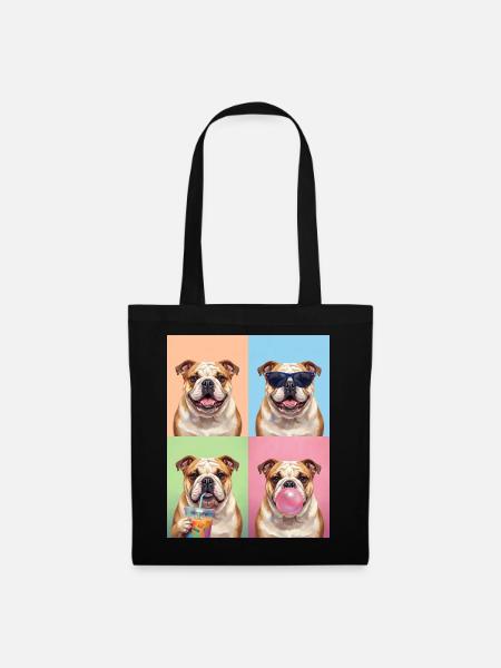 Hunde Bulldog Hund - Stoffbeutel - Schwarz