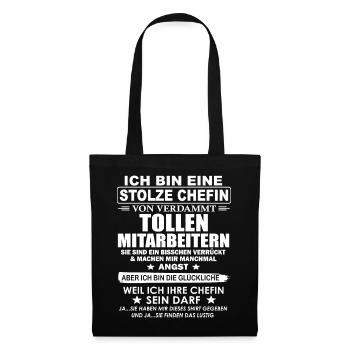 Chefin Mitarbeiter Team Büro Lustiger Spruch - Stoffbeutel - Schwarz - Vorne