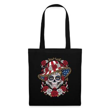 Day of the dead Catrina Schädel Amerika Stil - Stoffbeutel - Schwarz - Vorne