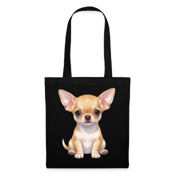 Chihuahua Welpe Hundebaby Geschenkidee - Stoffbeutel - Schwarz - Vorne