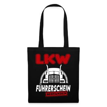 LKW  Führerschein bestanden Sprüche Lastwagen - Stoffbeutel - Schwarz - Vorne