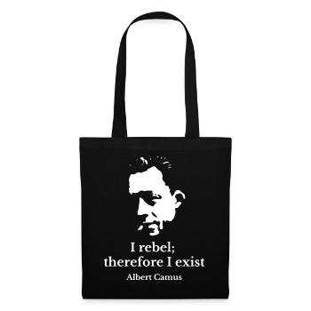 Albert Camus existenzielles Rebellenporträt - Stoffbeutel - Schwarz - Vorne