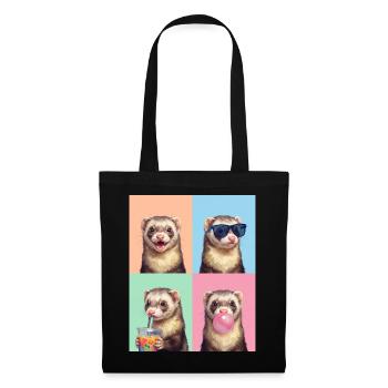 Ferret Frettchen - Stoffbeutel - Schwarz - Vorne