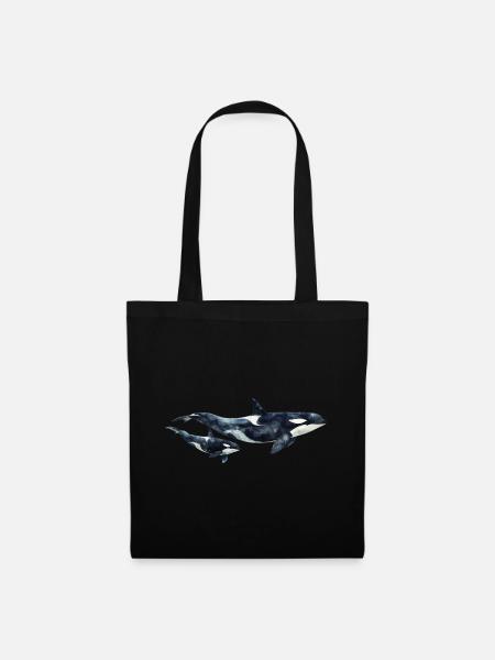 killer whale mom baby - Stoffbeutel - Schwarz