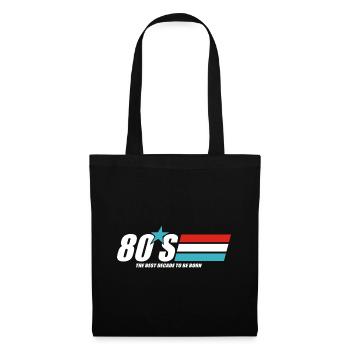 80er Jahre Jahrzehnt Grafik - Stoffbeutel - Schwarz - Vorne