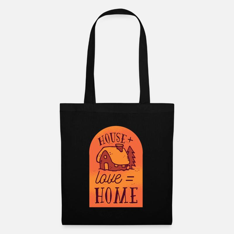 Liebe Zuhause Glücklich Tshirt Geschenk - Stoffbeutel - Schwarz
