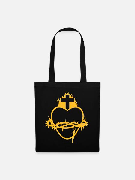 Heiligstes Herz Jesu - Vektor - Stoffbeutel - Schwarz