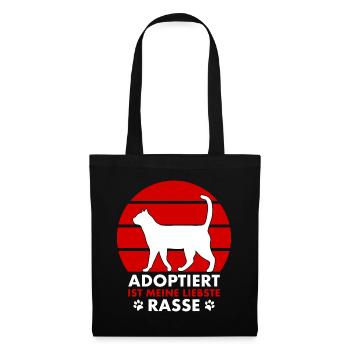 Adoptiert ist meine liebste Rasse - Katze - Stoffbeutel - Schwarz - Vorne