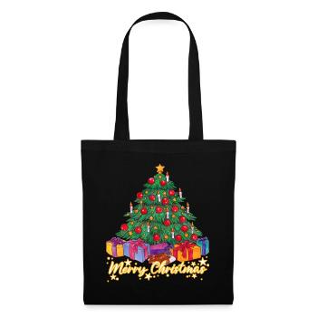Frohe Weihnacht Weihnachtsbaum Tanne Geschenk - Stoffbeutel - Schwarz - Vorne