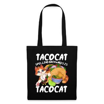Tacocat Lustige Katze in einem Taco Geschenk - Stoffbeutel - Schwarz - Vorne