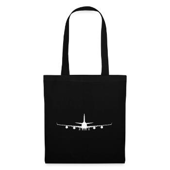 Jumbo jet en blanc! Projet d'idée cadeau de feu - Sac en tissu - noir - Devant