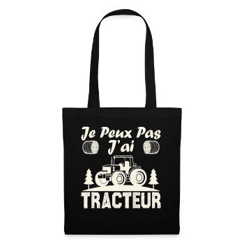 Je peux pas j ai tracteur - Sac en tissu - noir - Devant