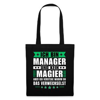 Ich bin Manager und kein Magier - Stoffbeutel - Schwarz - Vorne
