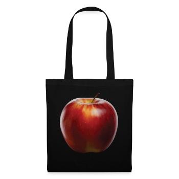 Apfel Frucht Geschenk - Stoffbeutel - Schwarz - Vorne