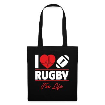 Rugby ist mein Leben, Geschenkidee - Stoffbeutel - Schwarz - Vorne