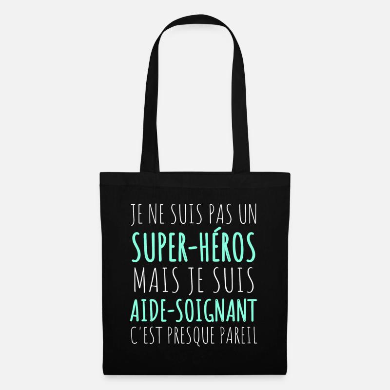 Aide-soignant super héros humour aide soignant - Sac en tissu - noir