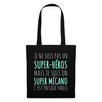 Mécanicien super-héros humour mécanique cadeau - Sac en tissu - noir - Devant