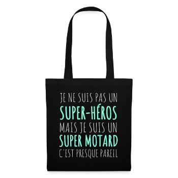 Motard super héros humour moto cadeau - Sac en tissu - noir - Devant