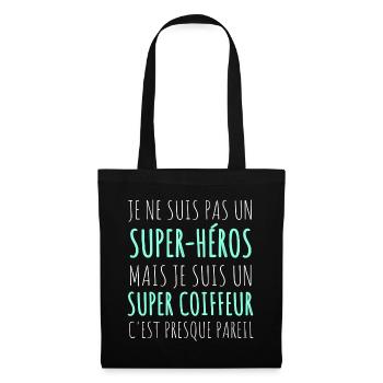 Coiffeur super héros humour coiffeur cadeau - Sac en tissu - noir - Devant