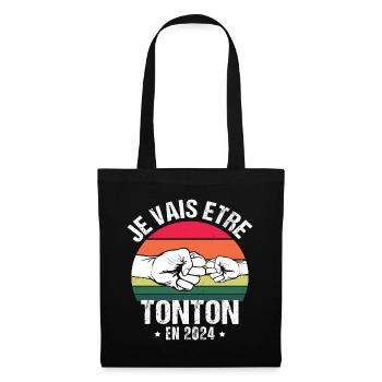 Je vais être tonton en 2024 cadeau naissance 2024 - Sac en tissu - noir - Devant