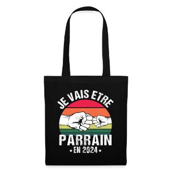 Je vais être parrain 2024 futur parrain vintage - Sac en tissu - noir - Devant