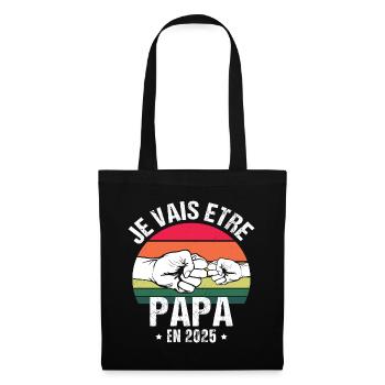 Je vais être papa en 2025 cadeau naissance vintage - Sac en tissu - noir - Devant