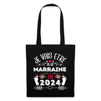 Je vais être marraine en 2024 cadeau marraine 2024 - Sac en tissu - noir - Devant