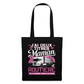 J' ai deux titres maman et routière cadeau - Sac en tissu - noir - Devant