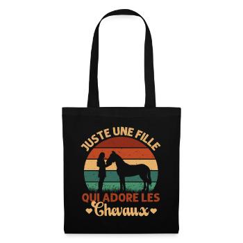 Juste Une Fille Qui Adore Les Chevaux Cadeau Rétro - Sac en tissu - noir - Devant