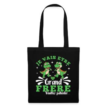 Grand Frère Annonce Naissance Cadeau Dinosaure - Sac en tissu - noir - Devant