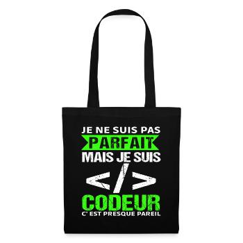 Humour Geek Cadeau Développeur Codeur Programmeur - Sac en tissu - noir - Devant