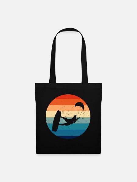 Kitesurfer Kiten Kite Kitesurfen Damen Herren - Stoffbeutel - Schwarz
