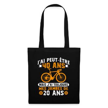 Anniversaire 40 ans pour un cycliste cadeau vélo - Sac en tissu - noir - Devant