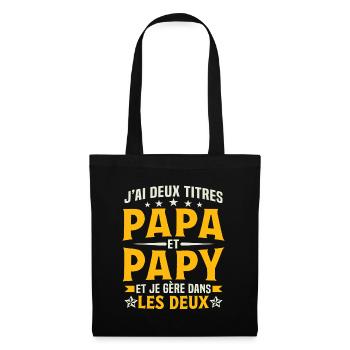 J'ai deux titres papa et papy - Sac en tissu - noir - Devant
