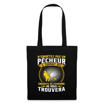pêche cadeau pêcheur - Sac en tissu - noir - Devant