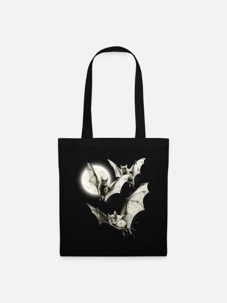 Retro Vampir Fledermaus Shirt für Halloween Party - Stoffbeutel - Schwarz
